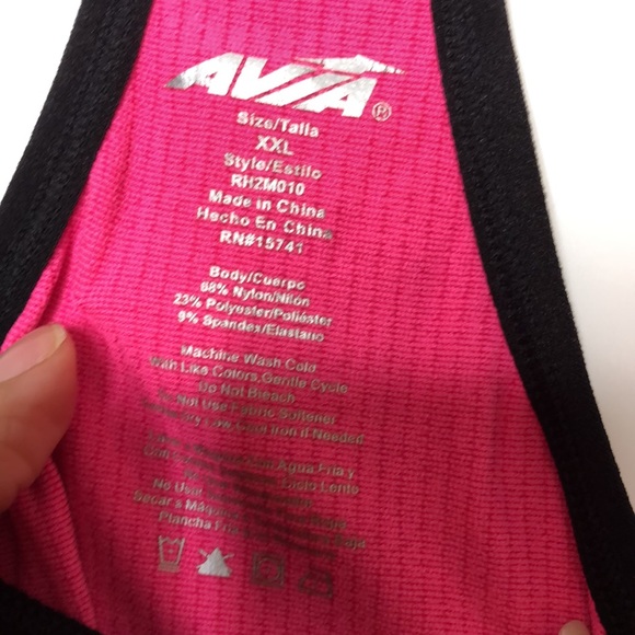Avia Women's Black and Pink Athletic Workout Gym Tank Top XXL 2XLARGE PLUS SIZE - Picture 2 of 6